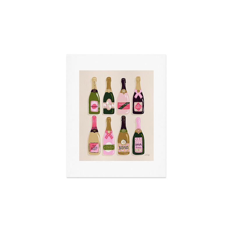 French Champagne Collection - Pink & Green Art Print Gallery Image 1
