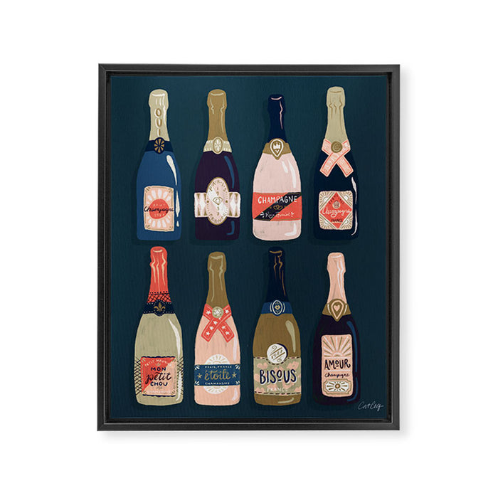 French Champagne Collection - Teal Framed Canvas Print Gallery Image 1