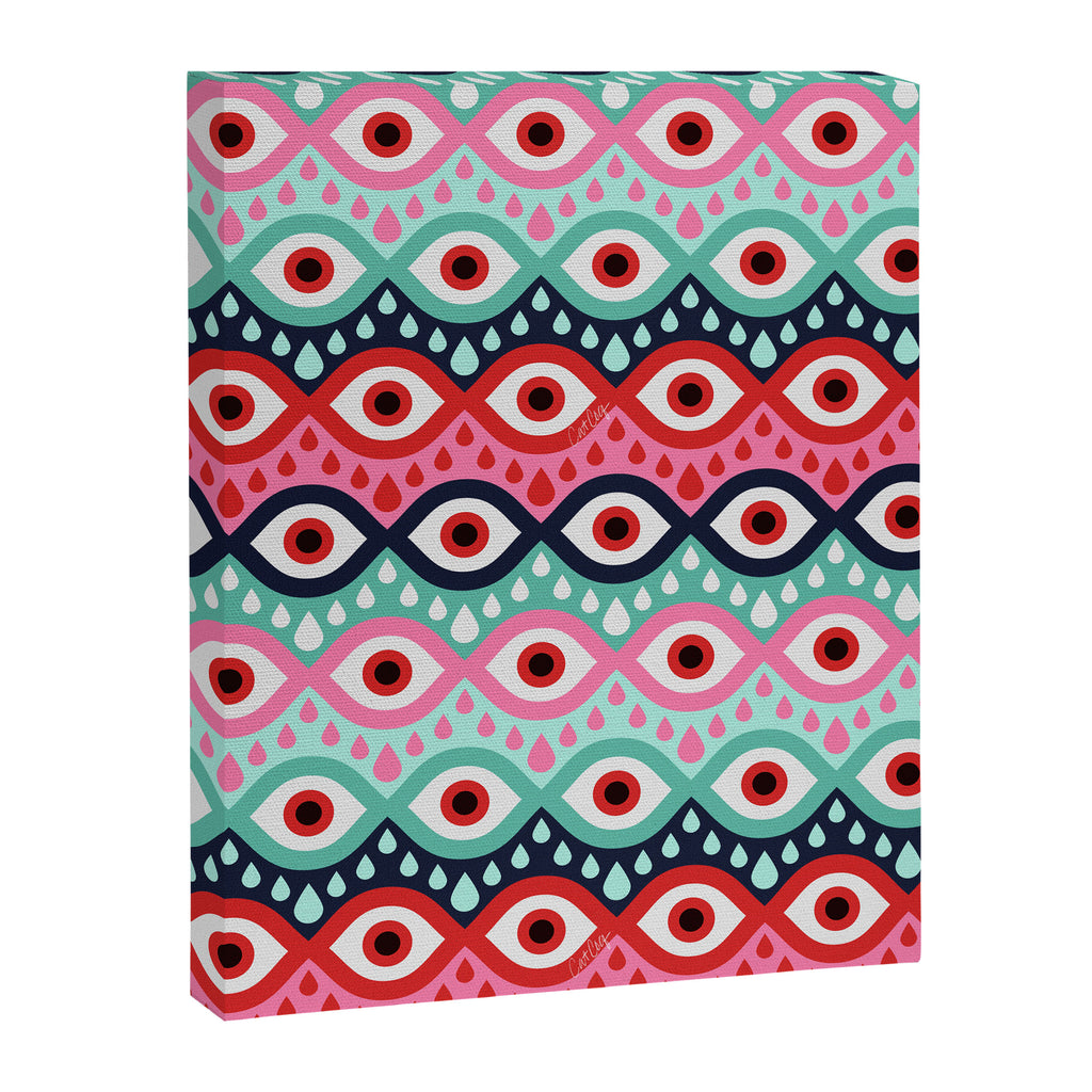 Garnished Eyes - Mint & Pink Canvas Print Gallery Image 8