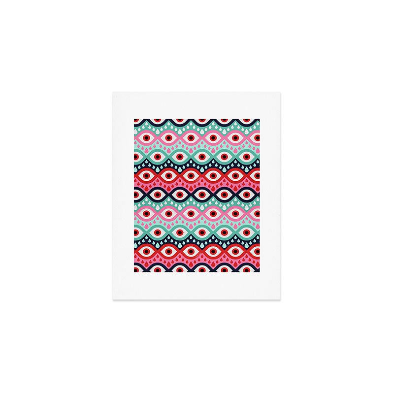 Garnished Eyes - Mint & Pink Art Print Gallery Image 1
