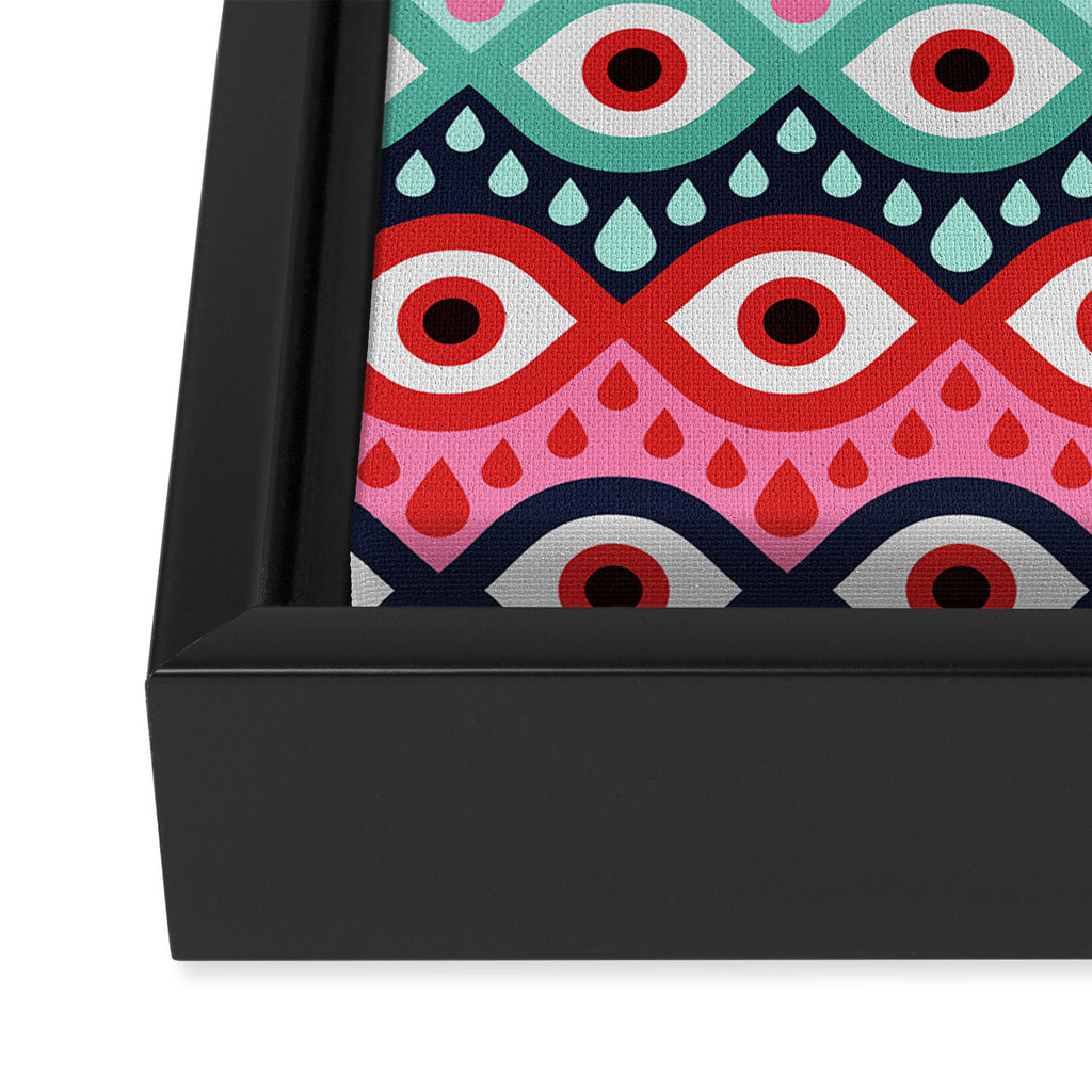 Garnished Eyes - Mint & Pink Framed Canvas Print Gallery Image 3