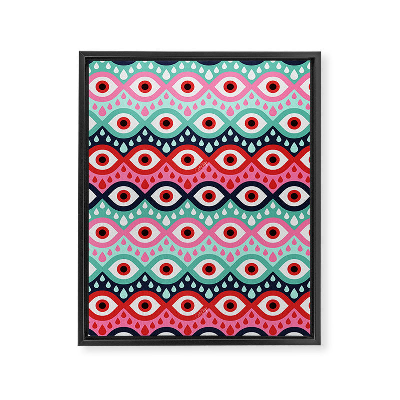 Garnished Eyes - Mint & Pink Framed Canvas Print Gallery Image 8