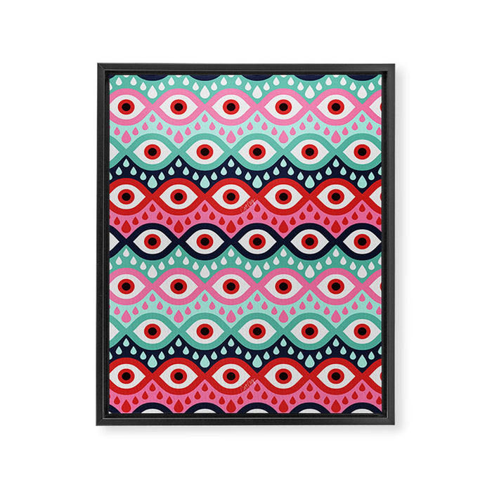 Garnished Eyes - Mint & Pink Framed Canvas Print Gallery Image 1