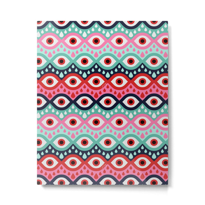 Garnished Eyes - Mint & Pink Metal Print Gallery Image 1