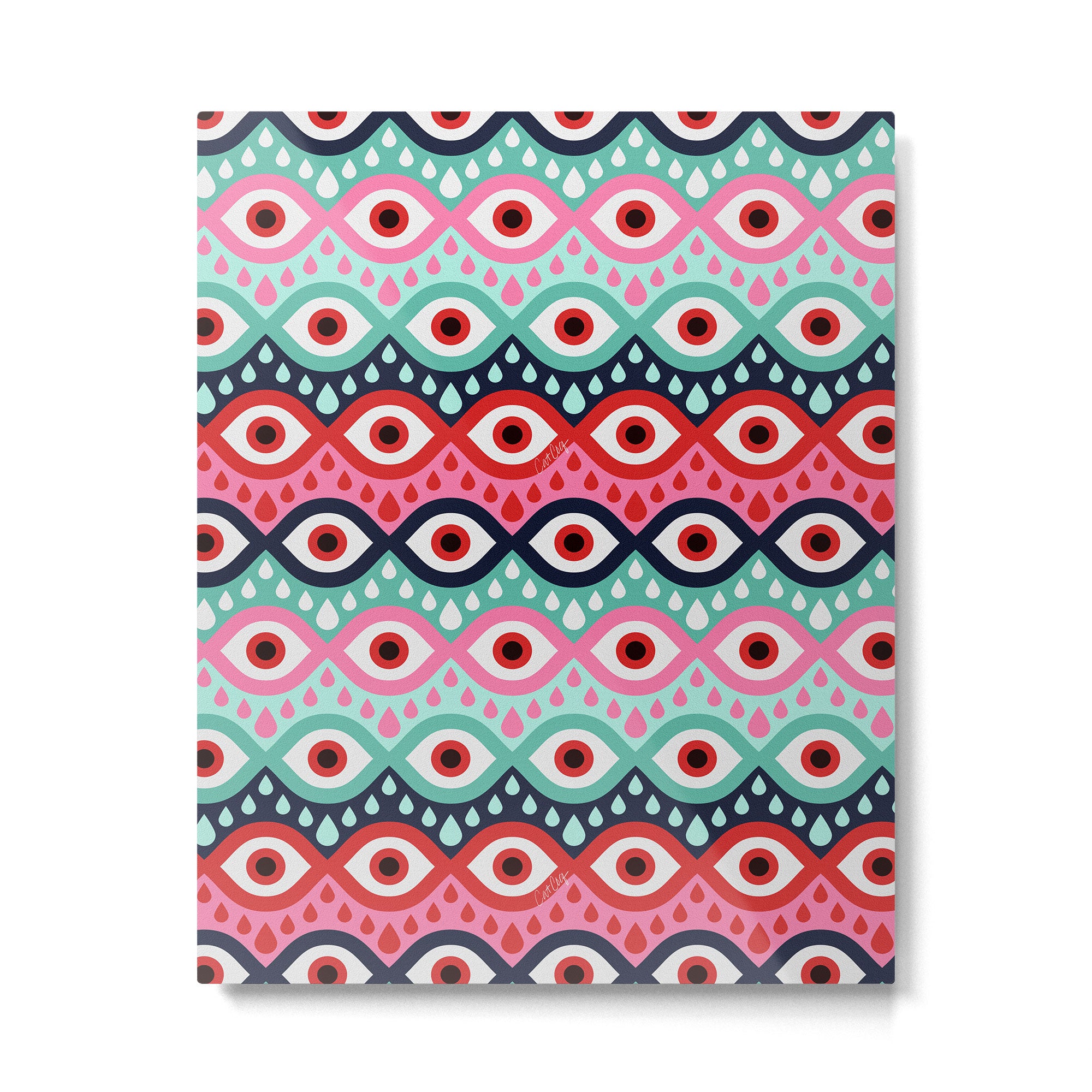 Garnished Eyes - Mint & Pink Metal Print Gallery Image 6