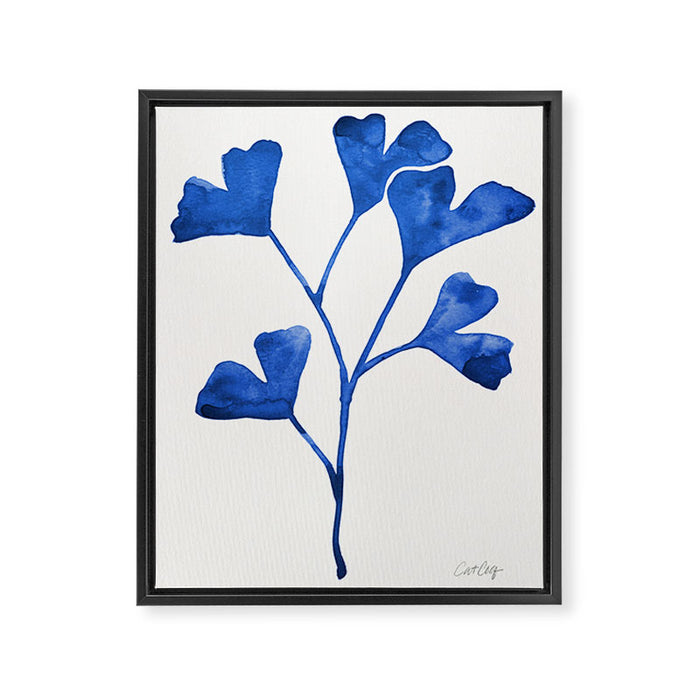 Ginkgo Biloba - Navy Framed Canvas Print Gallery Image 1