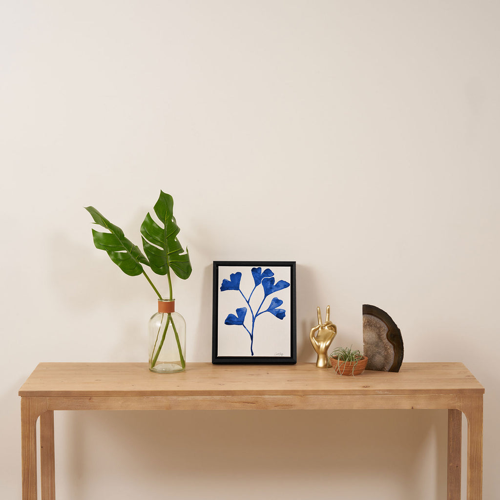 Ginkgo Biloba - Navy Framed Canvas Print Gallery Image 4