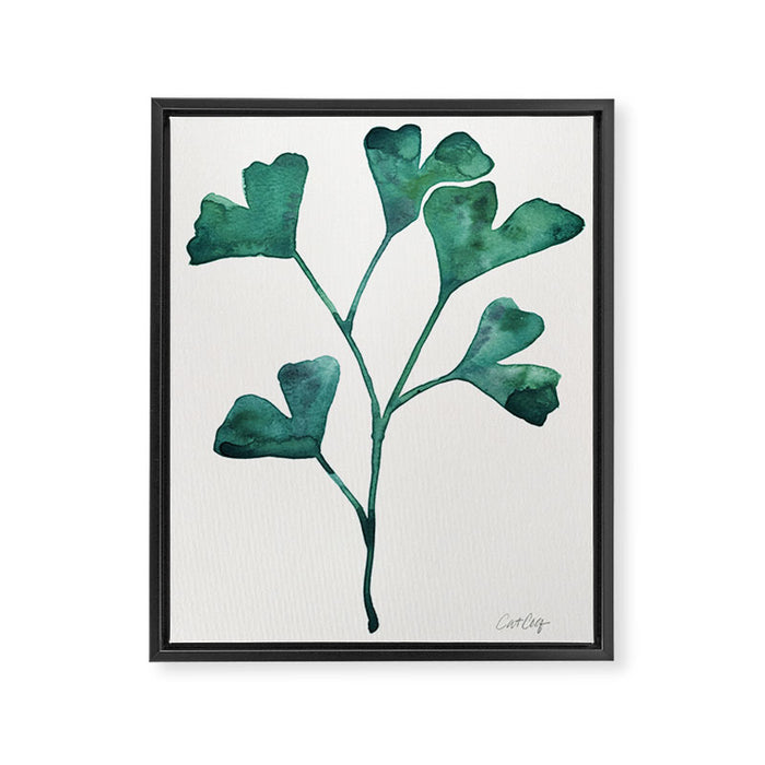 Ginkgo Biloba - Teal Framed Canvas Print Gallery Image 1