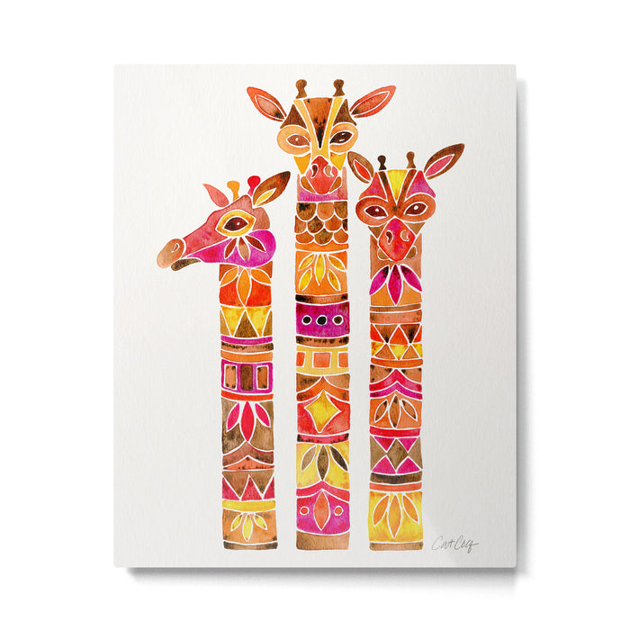 Giraffes - Fiery Palette Metal Print Gallery Image 1
