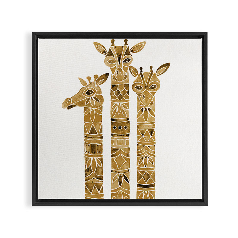 Giraffes - Sepia Palette Framed Canvas Print Gallery Image 3
