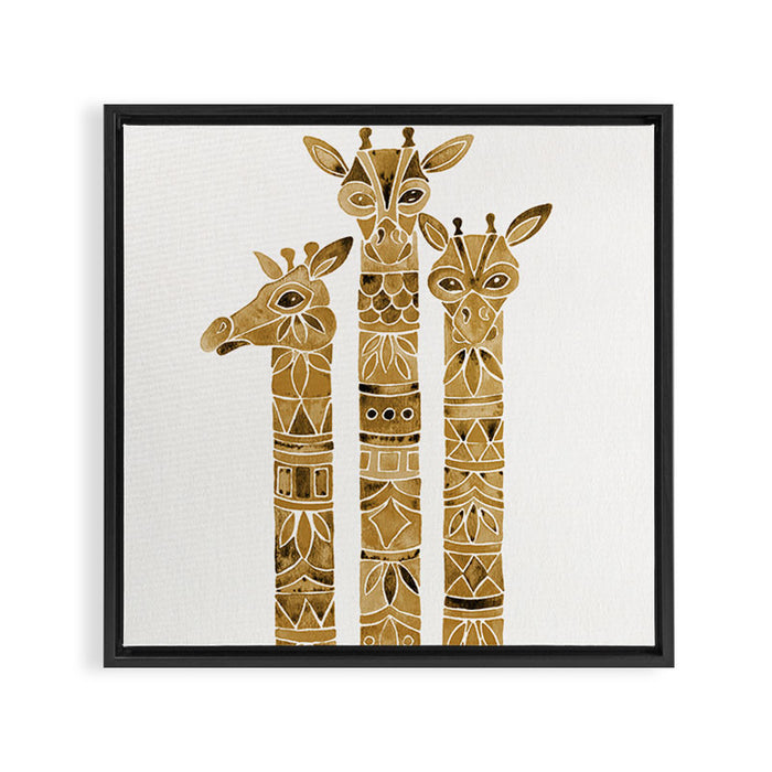 Giraffes - Sepia Palette Framed Canvas Print Gallery Image 1