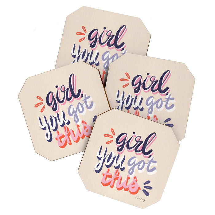 Girl You Got This - Navy & Red Palette Coaster Gallery Image 1