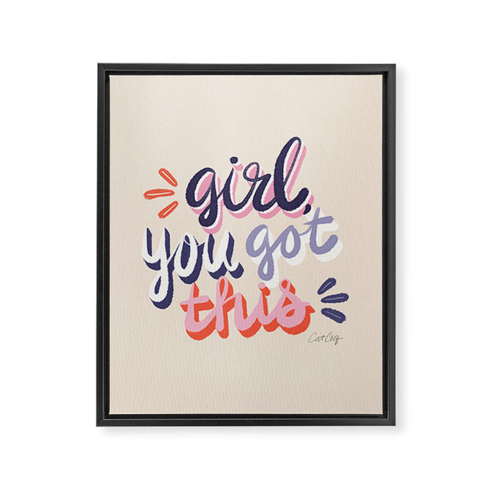 Girl You Got This - Navy & Red Palette Framed Canvas Print Gallery Image 1