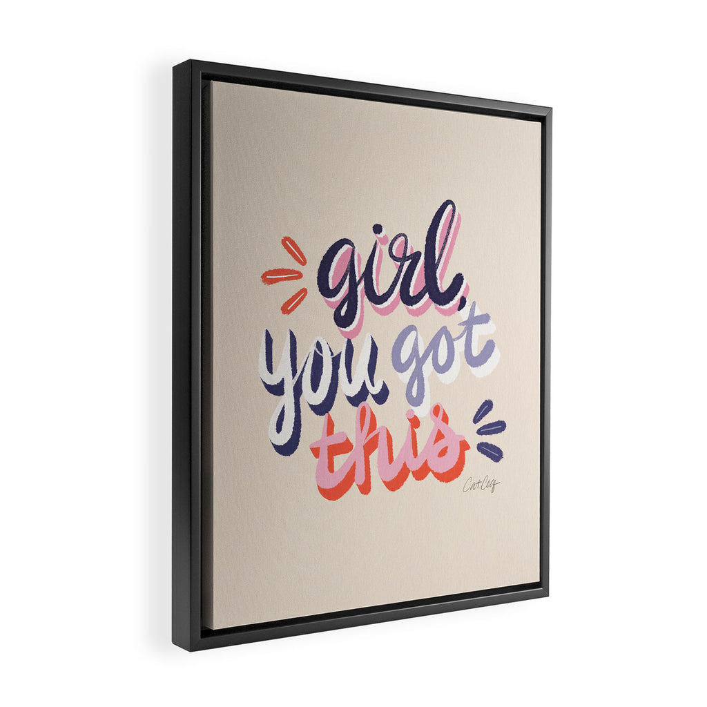 Girl You Got This - Navy & Red Palette Framed Canvas Print Gallery Image 2
