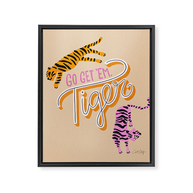 Go Get 'Em Tiger - Melon Framed Canvas Print Gallery Image 8