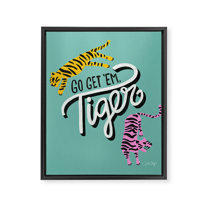 Go Get 'Em Tiger - Mint Palette Framed Canvas Print Gallery Image 1