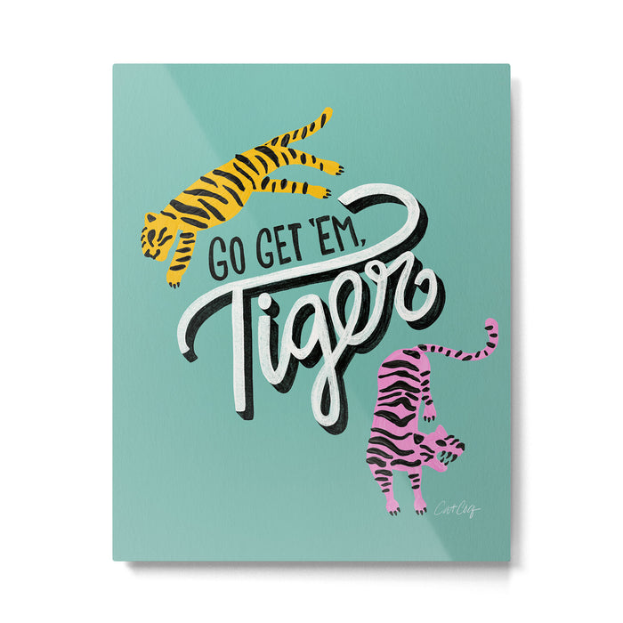 Go Get 'Em Tiger - Mint Palette Metal Print Gallery Image 1