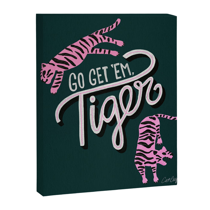 Go Get 'Em Tiger - Teal Canvas Print Gallery Image 1