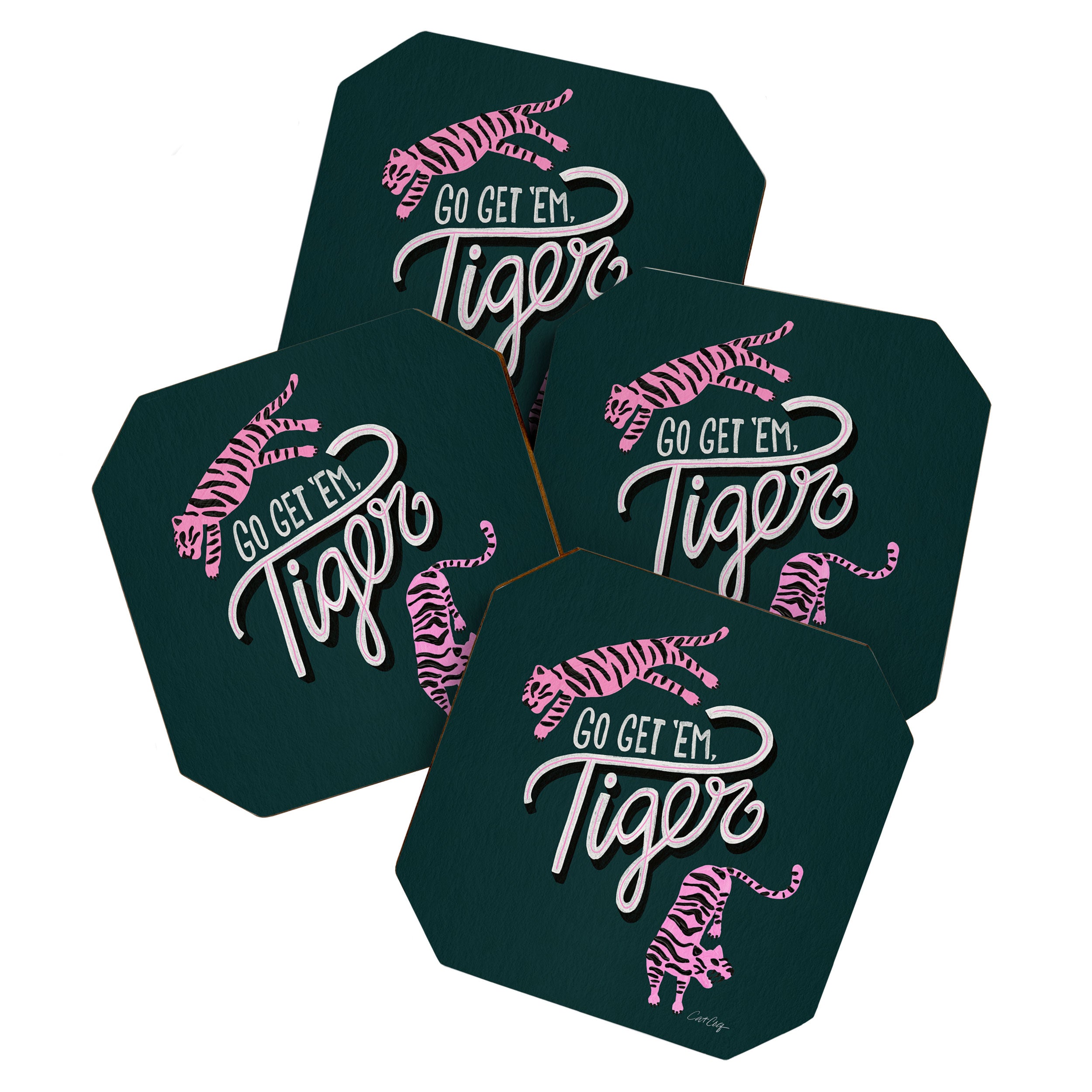 Go Get 'Em Tiger - Teal Coaster Gallery Image 1