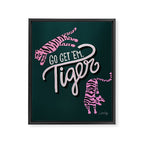 Go Get 'Em Tiger - Teal Framed Canvas Print Gallery Image 6
