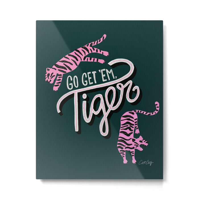 Go Get 'Em Tiger - Teal Metal Print Gallery Image 1