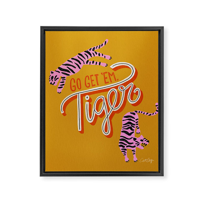 Go Get 'Em Tiger - Yellow Palette Framed Canvas Print Gallery Image 1