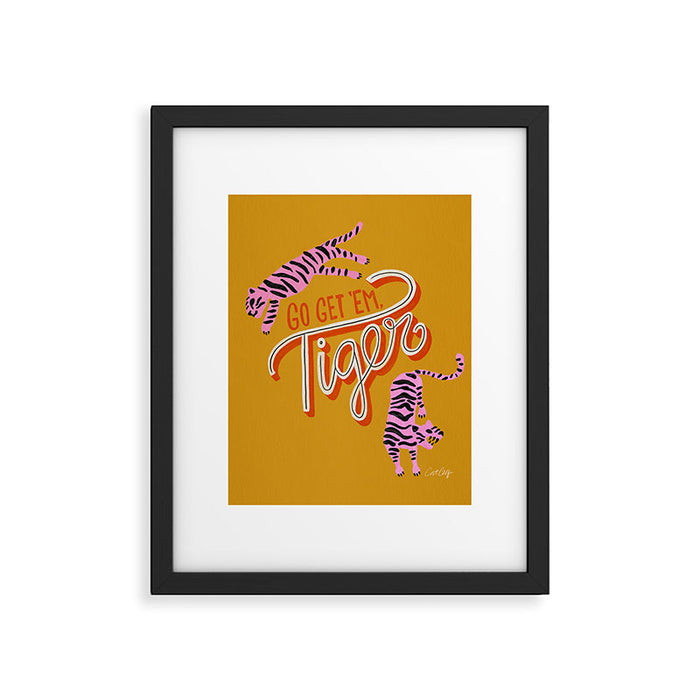 Go Get 'Em Tiger - Yellow Palette Framed Art Print Gallery Image 1