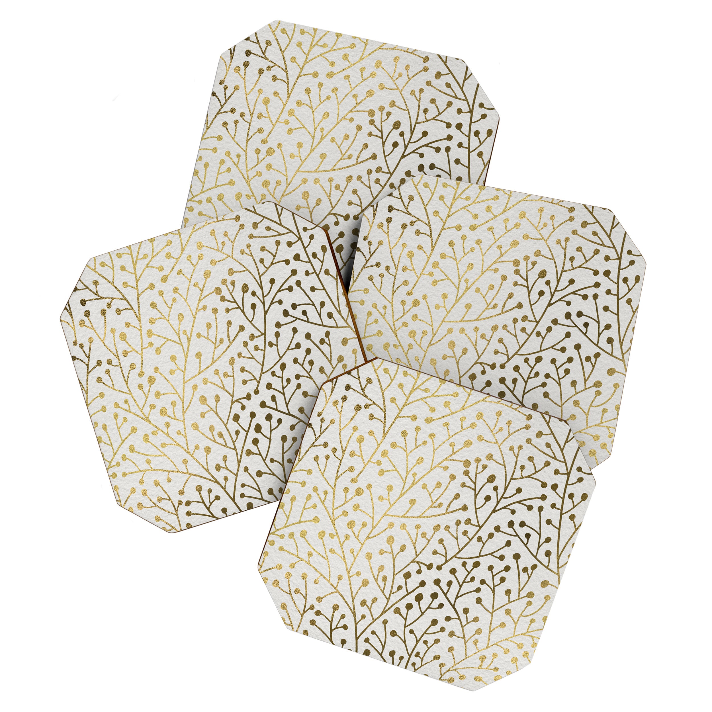 Gold Berry Branches Coaster Gallery Image 1