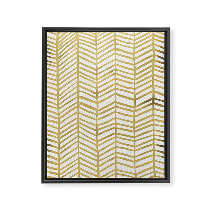 Gold Herringbone Framed Canvas Print Gallery Image 1