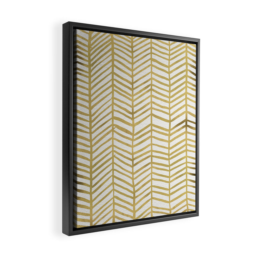Gold Herringbone Framed Canvas Print Gallery Image 2