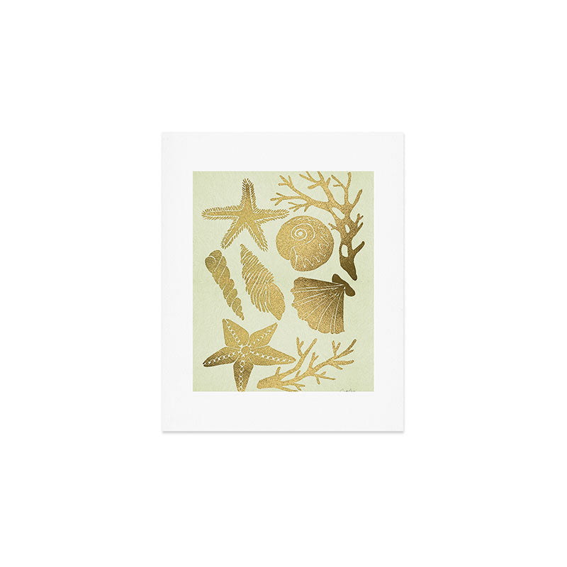 Gold Seashells Art Print Gallery Image 1