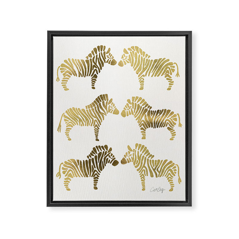 Golden Zebras Framed Canvas Print Gallery Image 8