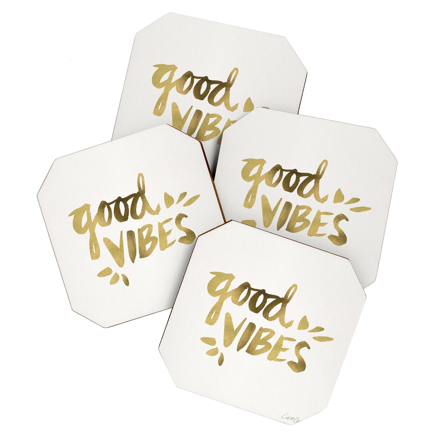 Good Vibes - Gold Ink Coaster Gallery Image 1