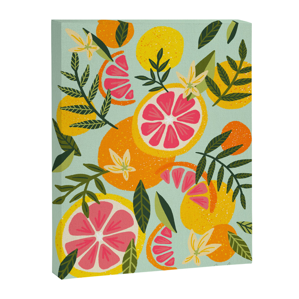 Grapefruit Blooms - Mint Palette Canvas Print Gallery Image 8