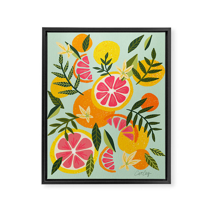 Grapefruit Blooms - Mint Palette Framed Canvas Print Gallery Image 1
