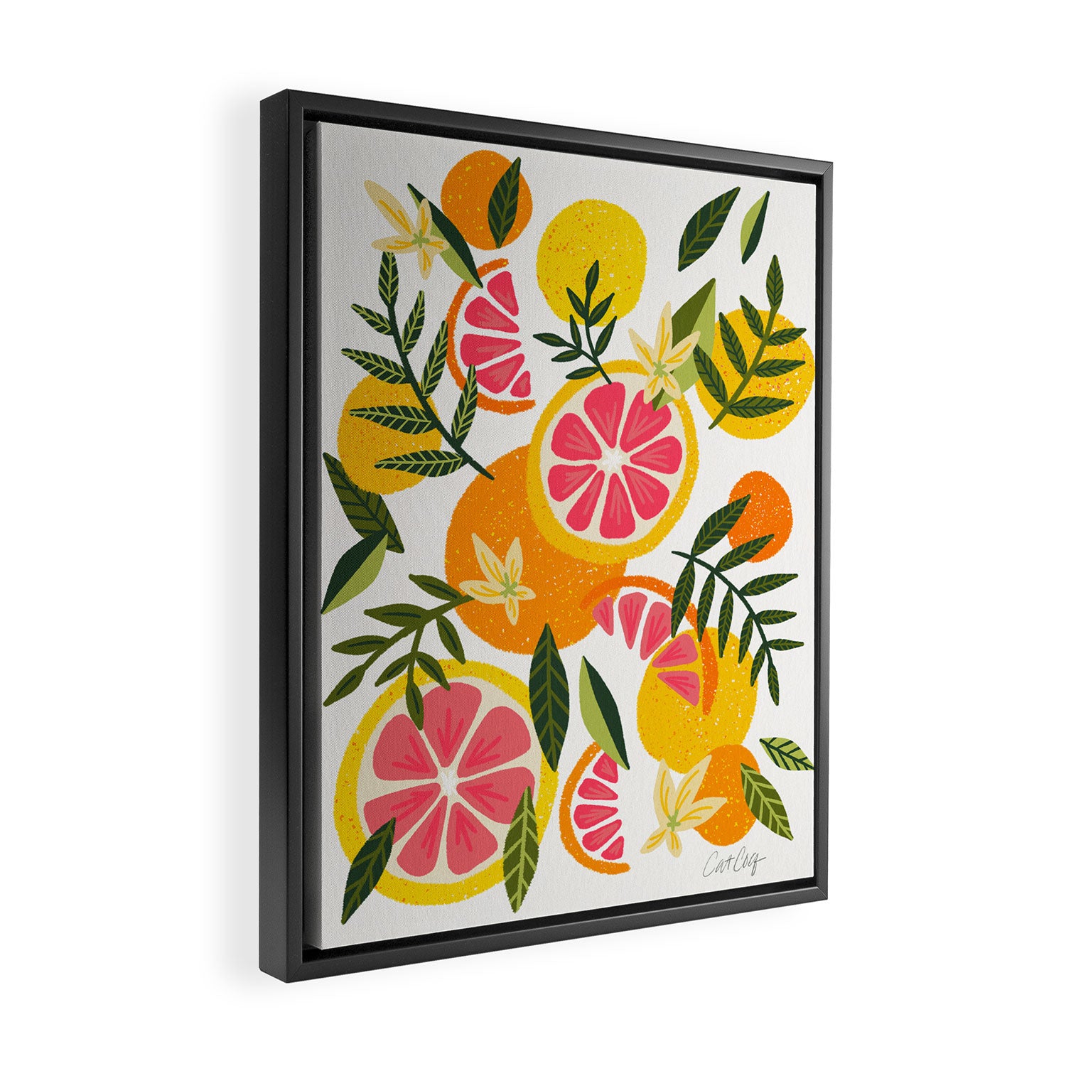 Grapefruit Blooms â Pink & White Framed Canvas Print Gallery Image 2