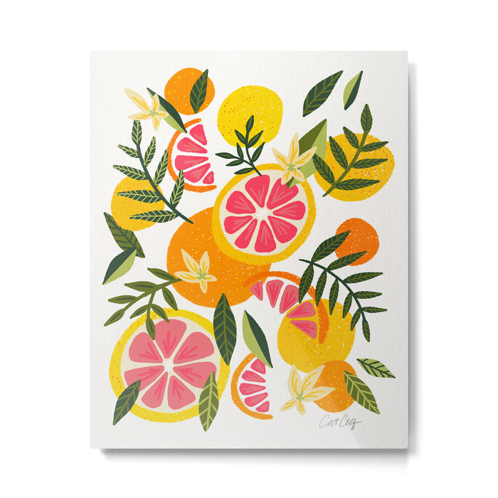 Grapefruit Blooms â Pink & White Metal Print Gallery Image 1