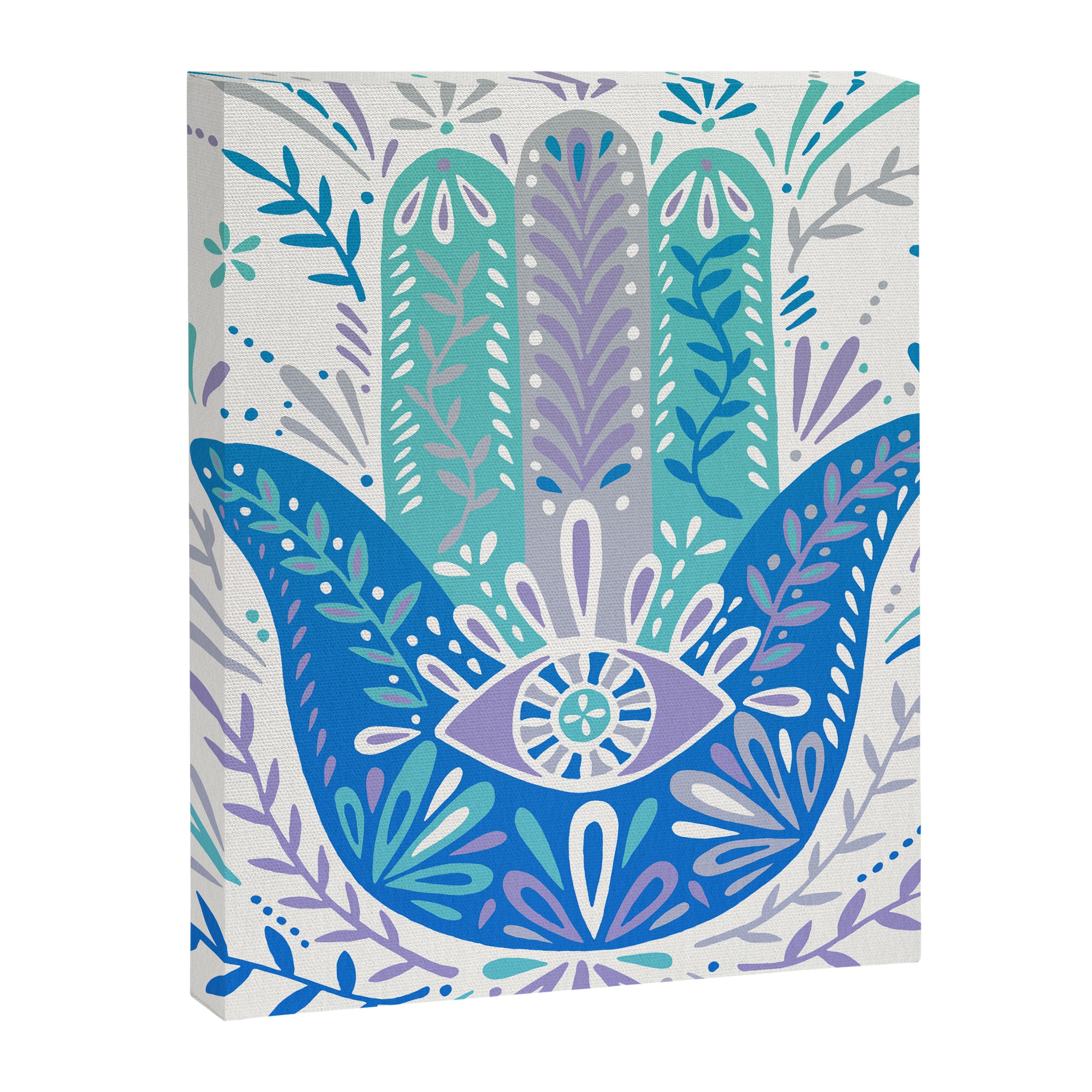 Hamsa Hand - Blue & Turquoise Palette Canvas Print Gallery Image 8