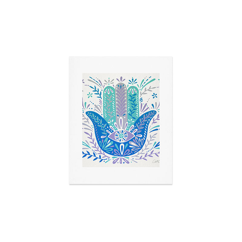 Hamsa Hand - Blue & Turquoise Palette Art Print Gallery Image 1