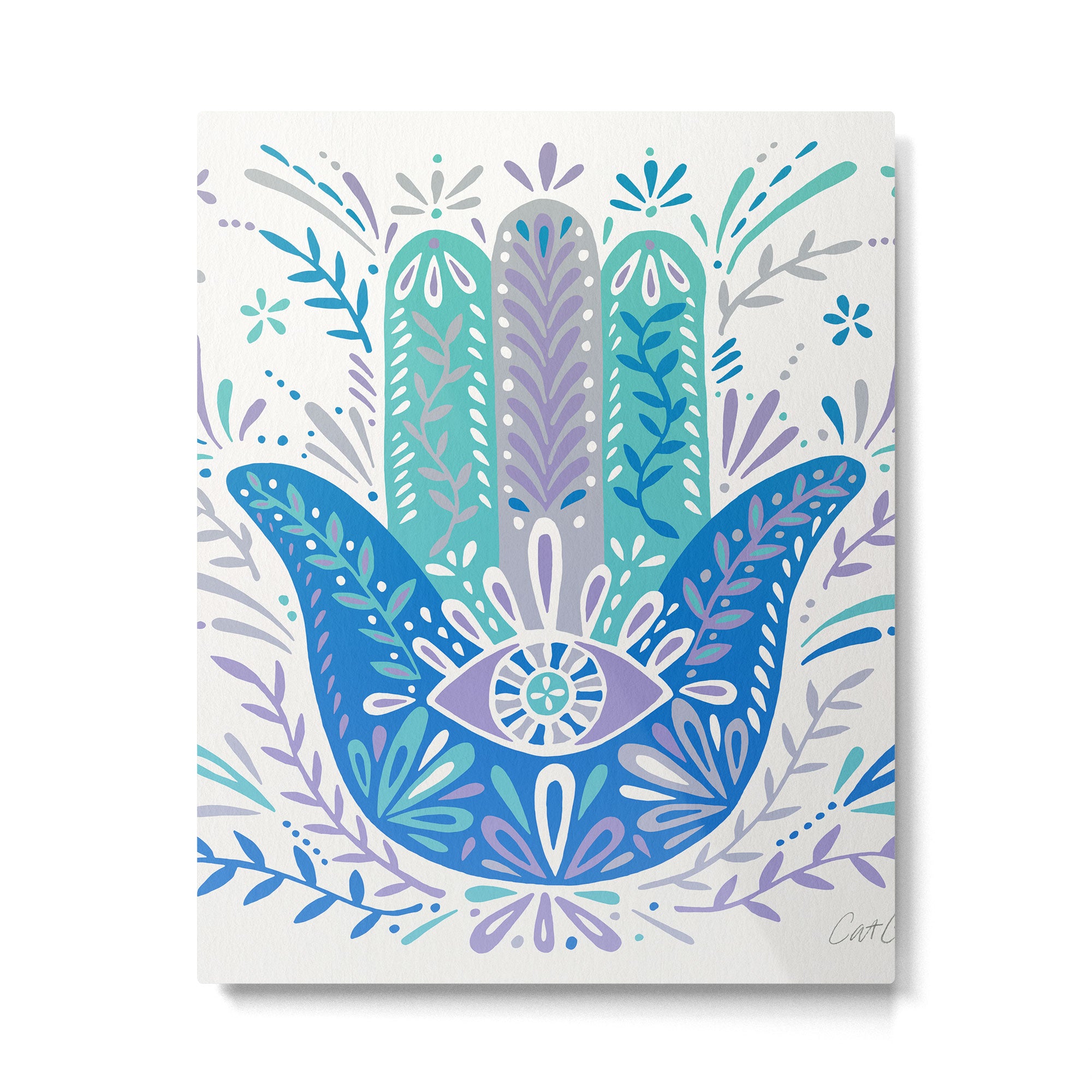 Hamsa Hand - Blue & Turquoise Palette Metal Print Gallery Image 6