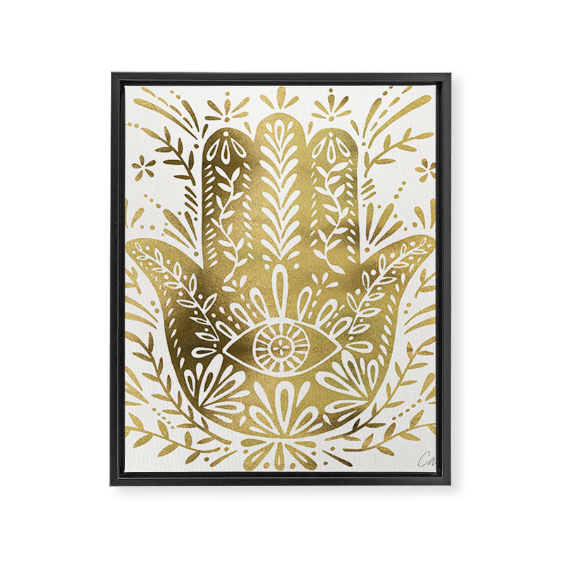 Hamsa Hand - Gold Palette Framed Canvas Print Gallery Image 8