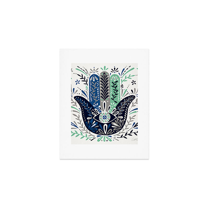 Hamsa Hand - Navy Palette Art Print Gallery Image 1