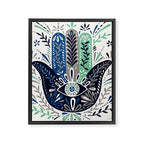 Hamsa Hand - Navy Palette Framed Canvas Print Gallery Image 8