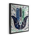 Hamsa Hand - Navy Palette Framed Canvas Print Gallery Image 2