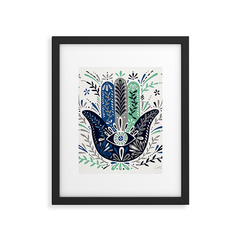 Hamsa Hand - Navy Palette Framed Art Print Gallery Image 6