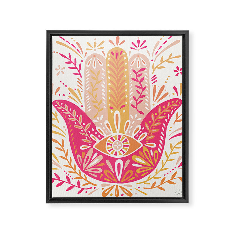 Hamsa Hand â Pink & Peach Palette Framed Canvas Print Gallery Image 8