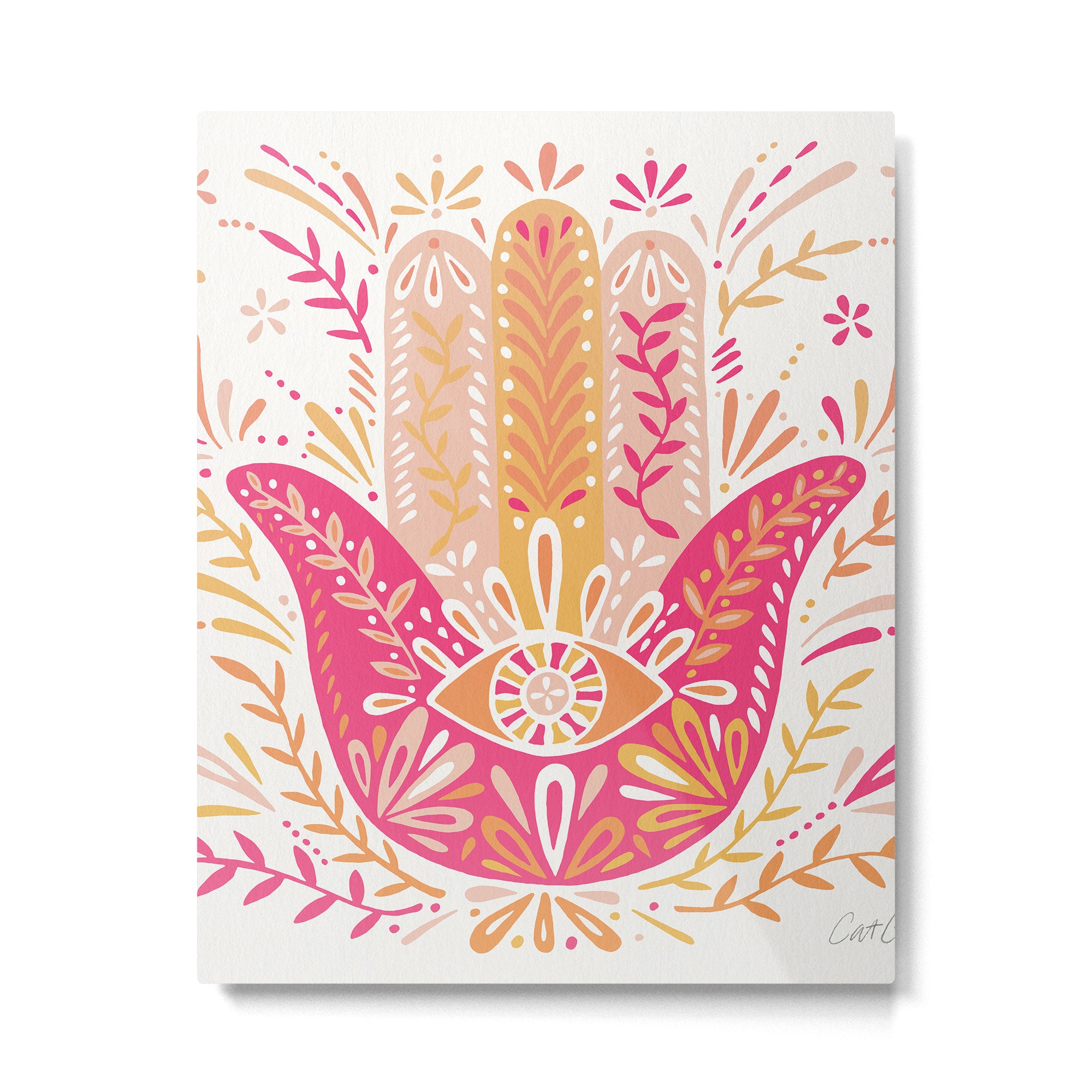 Hamsa Hand â Pink & Peach Palette Metal Print Gallery Image 6