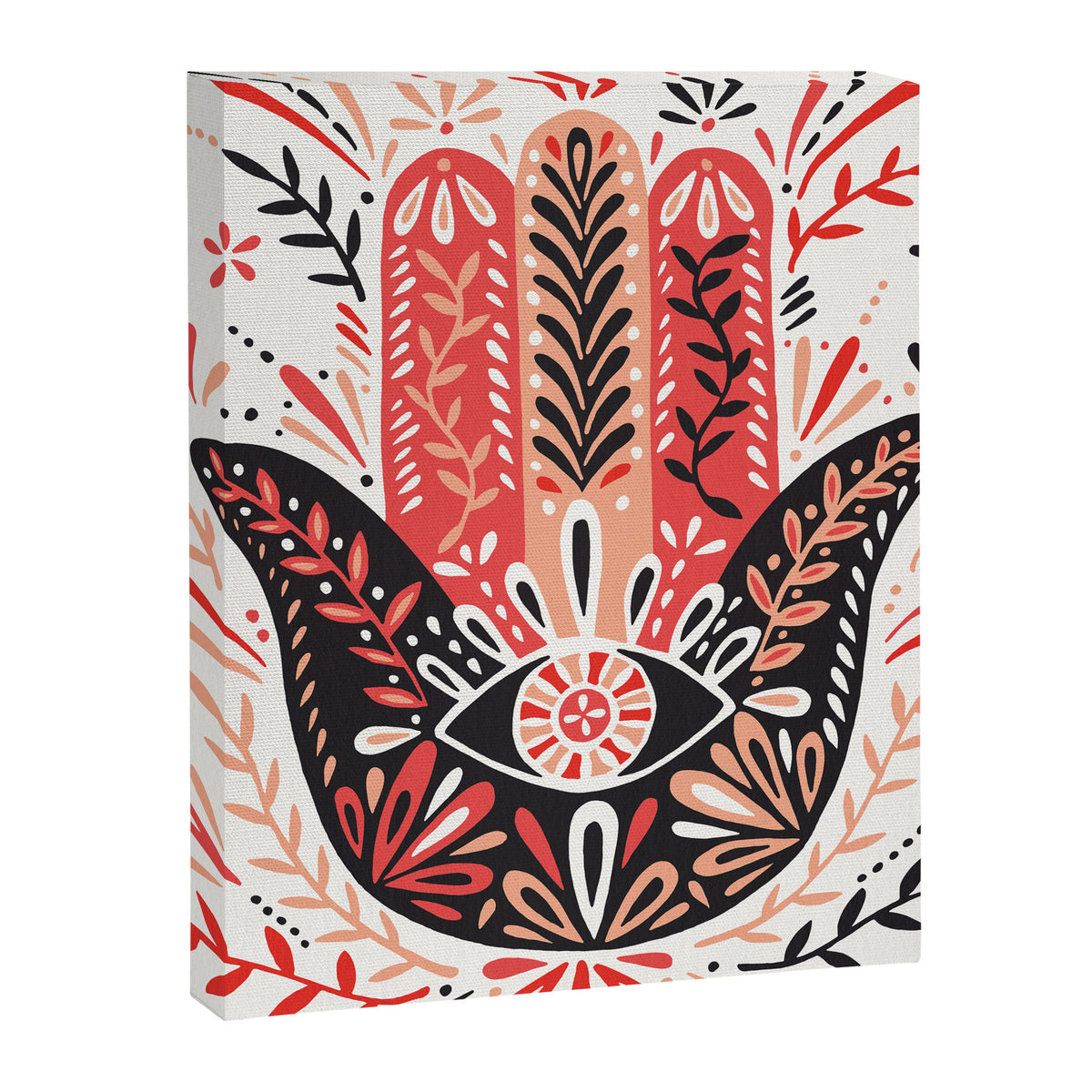 Hamsa Hand - Red & Black Palette Canvas Print Gallery Image 8