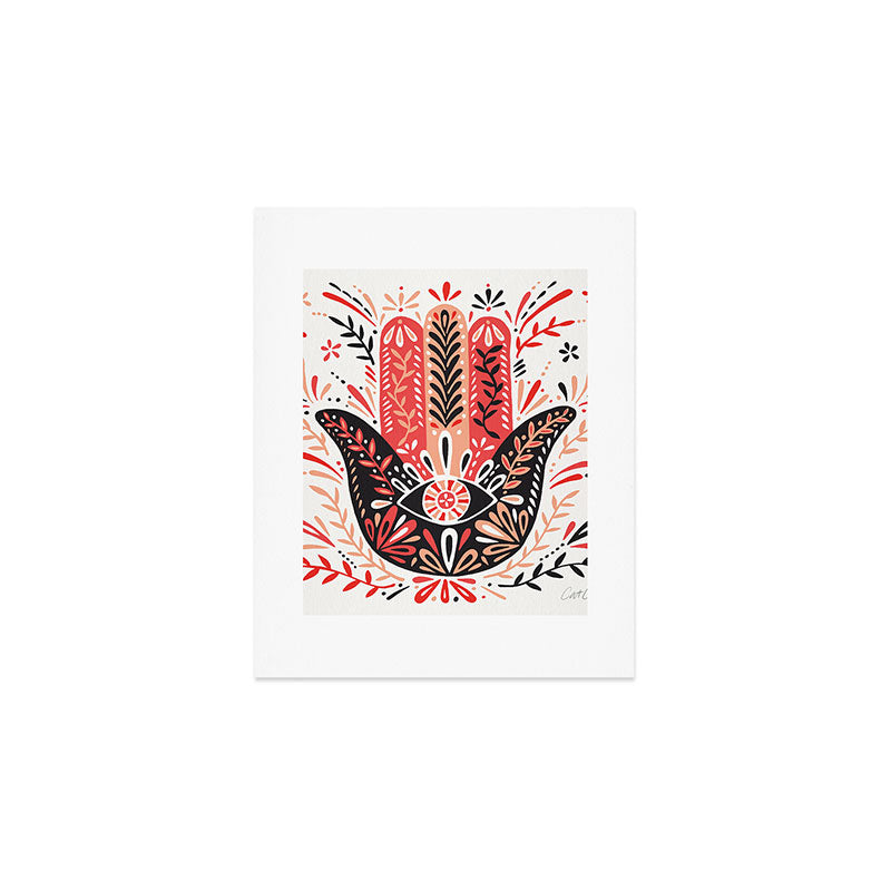Hamsa Hand - Red & Black Palette Art Print Gallery Image 1