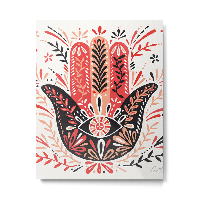 Hamsa Hand - Red & Black Palette Metal Print Gallery Image 1
